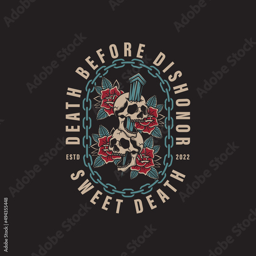 death before dishonor sweet death with old school traditional tattoo style