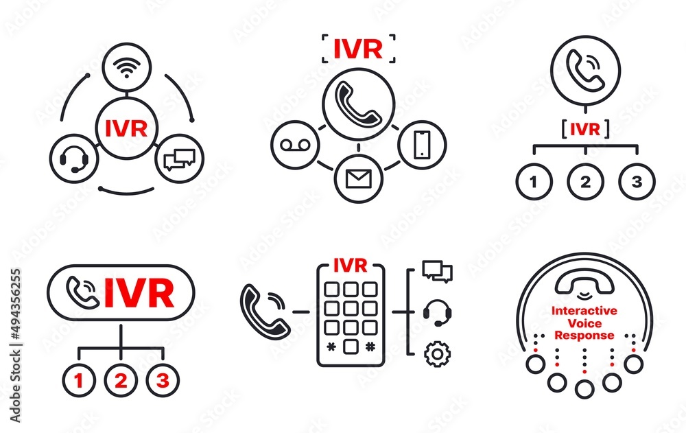 IVR icons, interactive voice response application for telephony