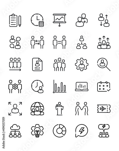 Teamwork Icon Set 30 isolated on white background