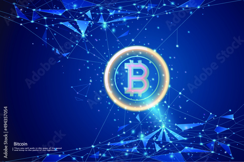 Bitcoin blockchain cryptocurrency digital encryption, Technology global network connections background concept.