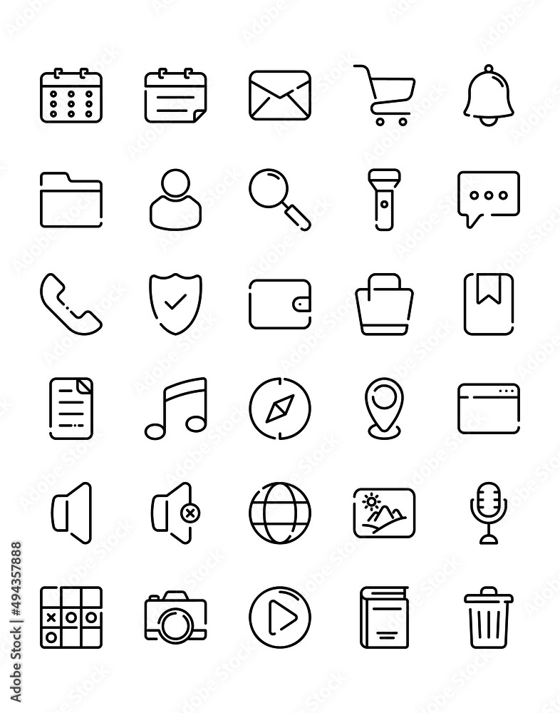 User Interface Icon Set 30 isolated on white background User Interface Icon Set 30 isolated on white background