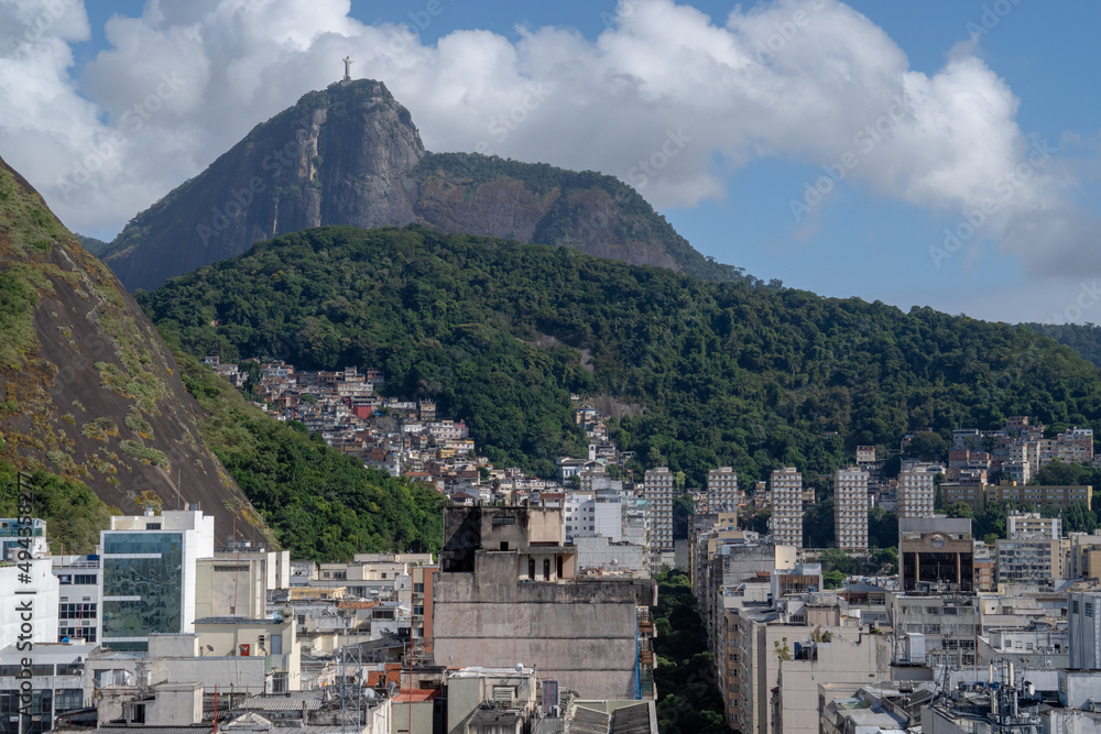 Obraz premium Christ the Redeemer seen from Copacabana Beach, Rio de Janeiro, Brazil