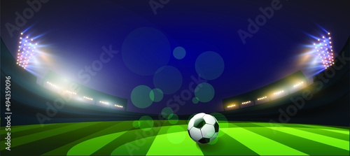 Football arena field with bright stadium lights Vector illumination eps 10