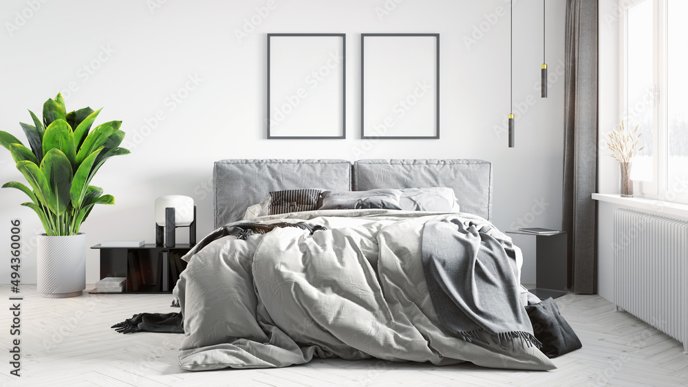 Mock-up frame in home interior background, 3d render Mock-up frame in home interior background, 3d render