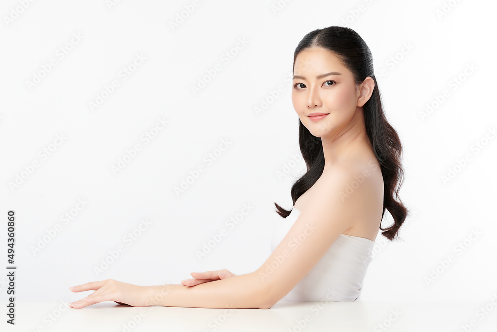 Beautiful young asian woman with clean fresh skin on white background, Face care, Facial treatment, Cosmetology, beauty and spa, Asian women portrait. Beautiful young asian woman with clean fresh skin on white background, Face care, Facial treatment, Cosmetology, beauty and spa, Asian women portrait.