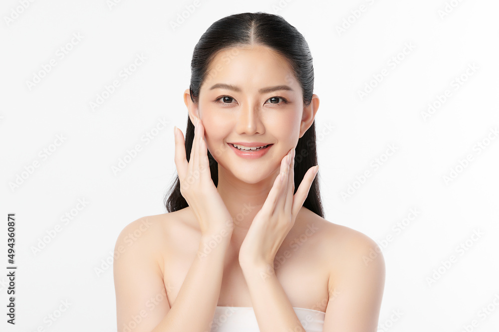 Beautiful young asian woman with clean fresh skin on white background, Face care, Facial treatment, Cosmetology, beauty and spa, Asian women portrait. Beautiful young asian woman with clean fresh skin on white background, Face care, Facial treatment, Cosmetology, beauty and spa, Asian women portrait.
