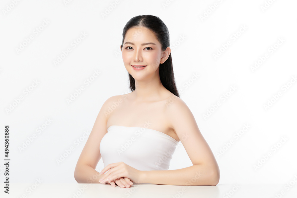 Beautiful young asian woman with clean fresh skin on white background, Face care, Facial treatment, Cosmetology, beauty and spa, Asian women portrait. Beautiful young asian woman with clean fresh skin on white background, Face care, Facial treatment, Cosmetology, beauty and spa, Asian women portrait.