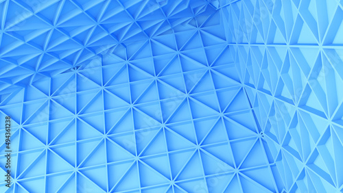 Abstract Triangle Structure triangular pattern on a blue background 3d rendering