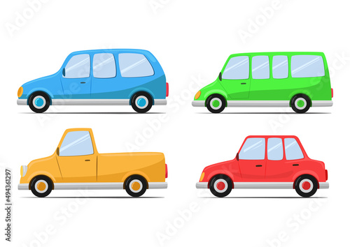 view side cartoon car set