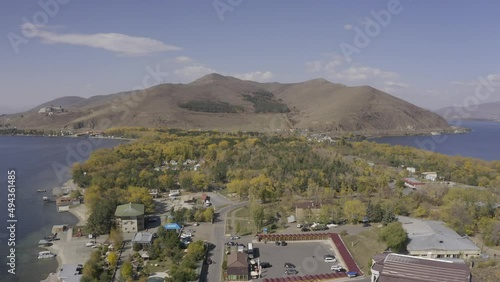 Aerial, Sevan Lake Peninsula, Armenia photo