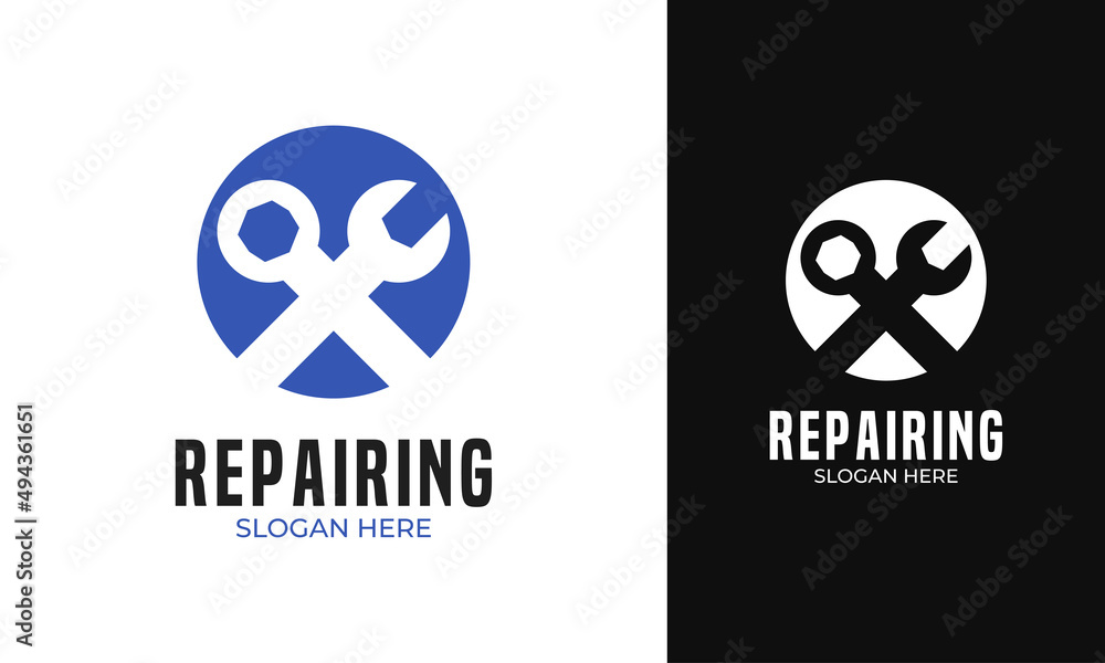 Simple wrench logo design for a mechanic with maintenance concept Simple wrench logo design for a mechanic with maintenance concept