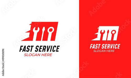Service tools logo design with the fast concept for the workshop