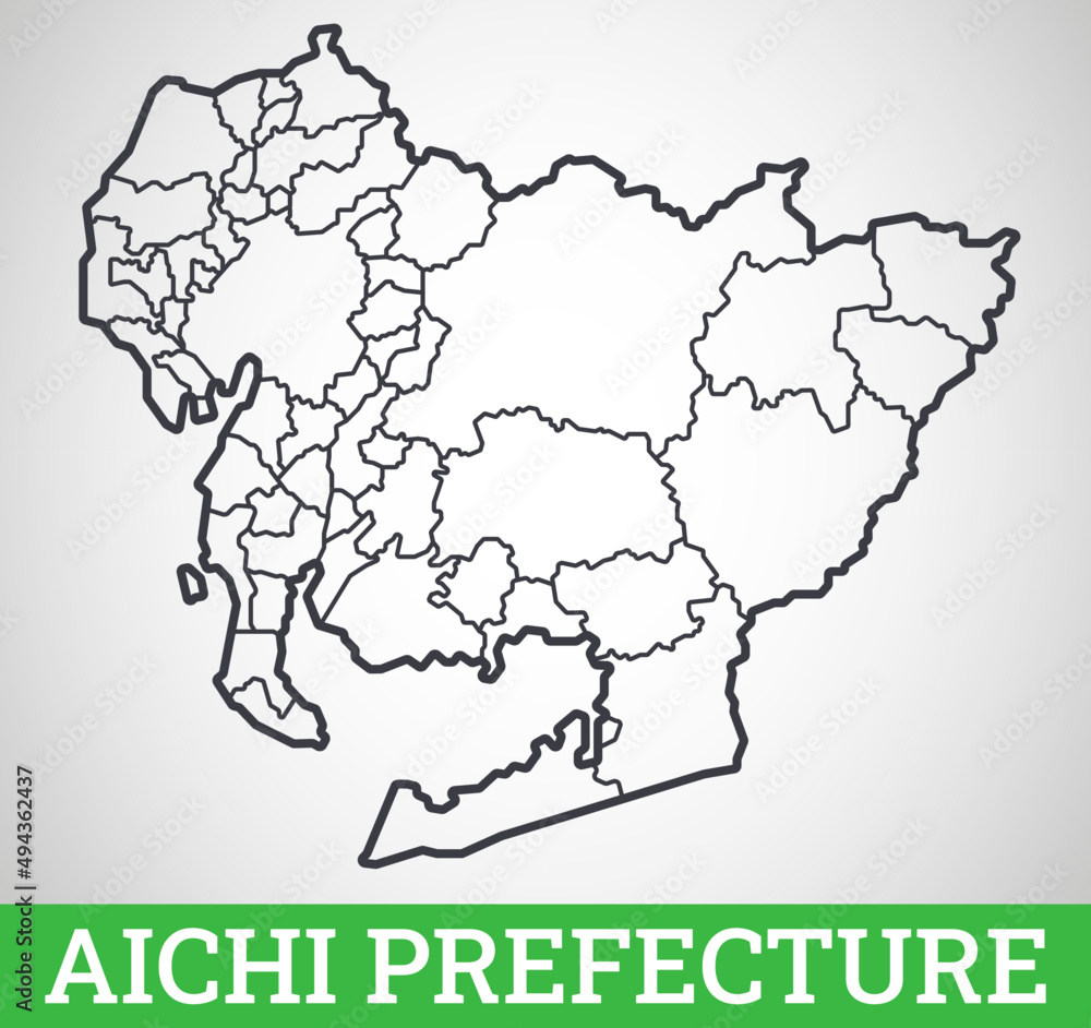 Fototapeta Simple outline map of Aichi Prefecture. Vector graphic illustration.