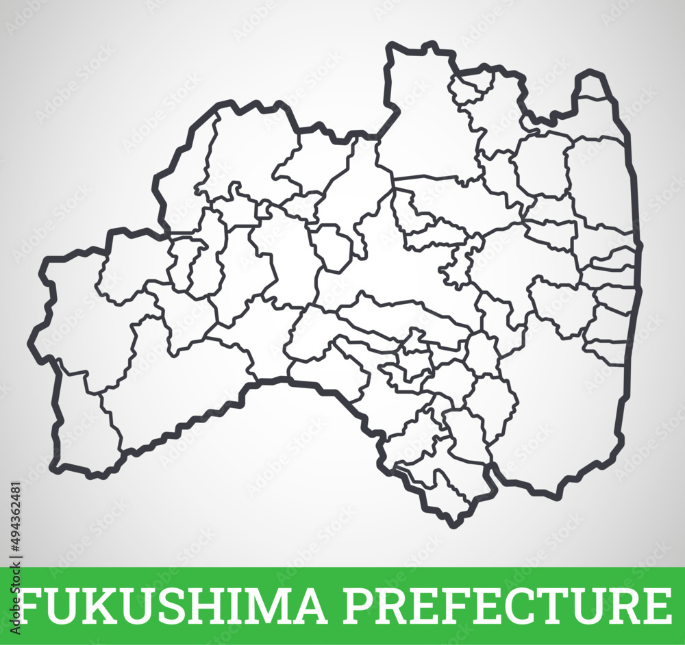 Fototapeta Simple outline map of Fukushima. Vector graphic illustration.