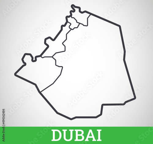 Simple outline map of Dubai. Vector graphic illustration.