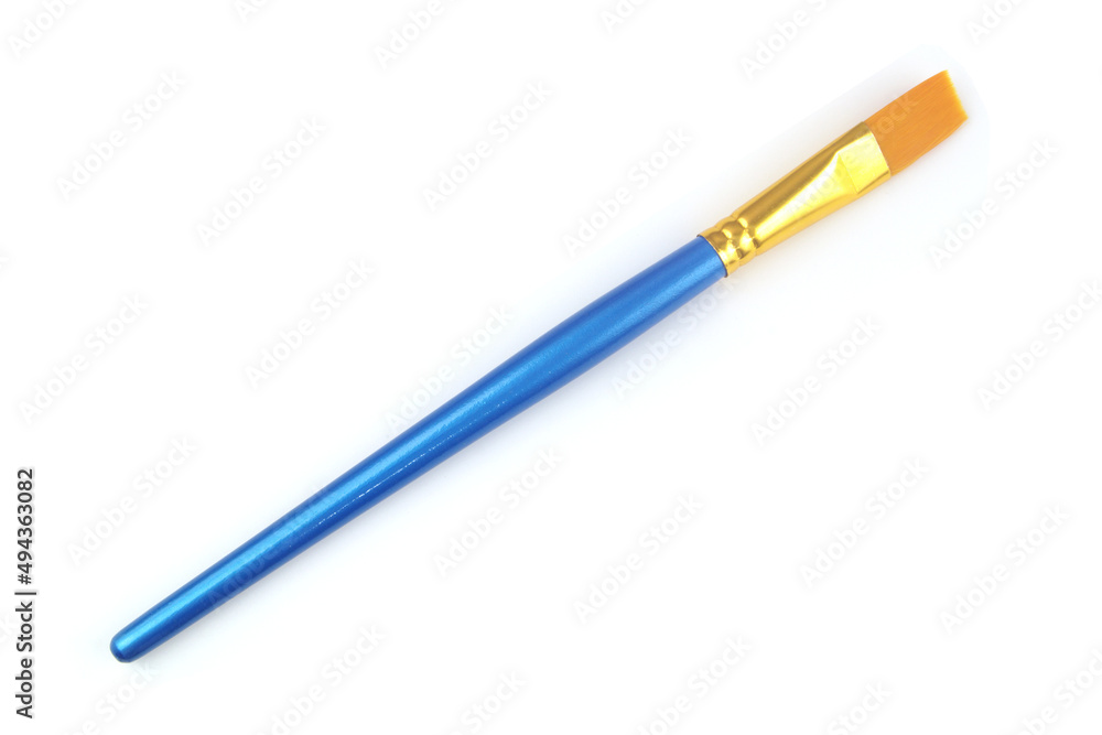 New blue and golden paintbrush isolated on white background. New blue and golden paintbrush isolated on white background.