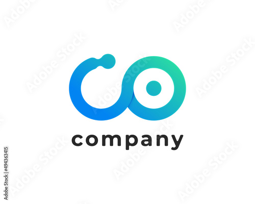 Initial Letter C and O Linked Logo Symbol. Blue Gradient Circular Rounded Infinity Style. Usable for Business and Technology Logos Design Inspiration