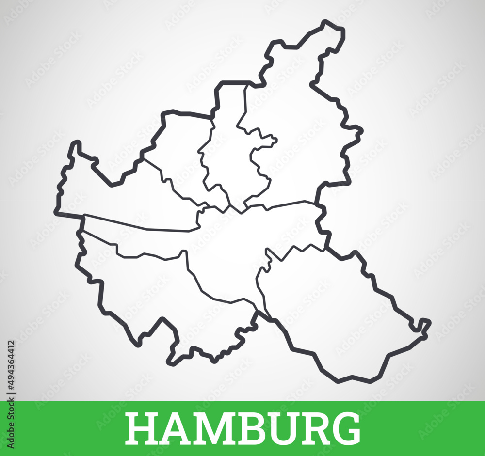 Simple outline map of Hamburg, Germany. Vector graphic illustration.