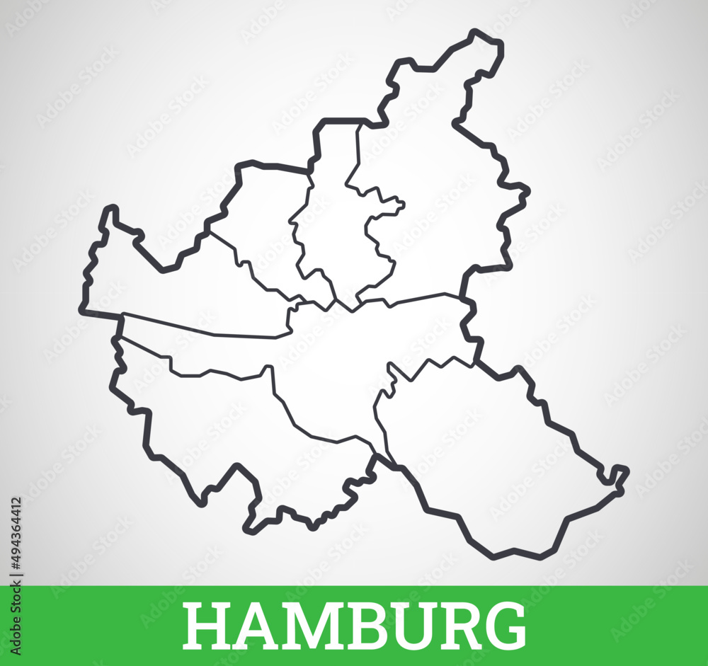 Fototapeta premium Simple outline map of Hamburg, Germany. Vector graphic illustration.