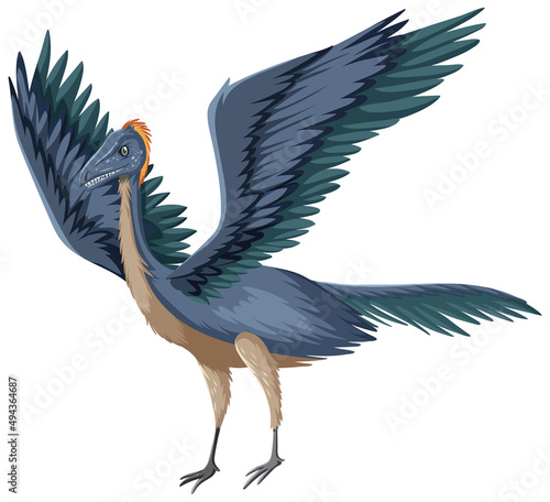 A dinosaur Archaeopteryx on white background