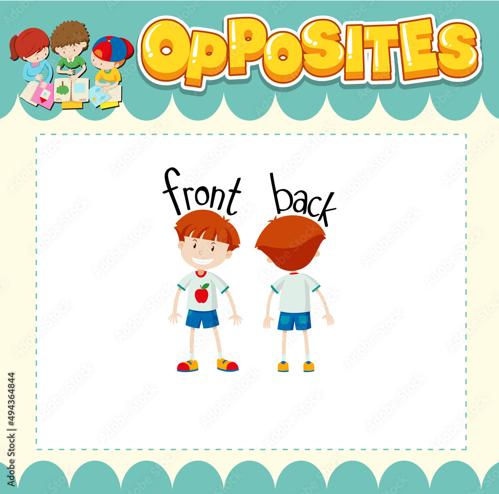 Education word card of English opposites word Education word card of English opposites word