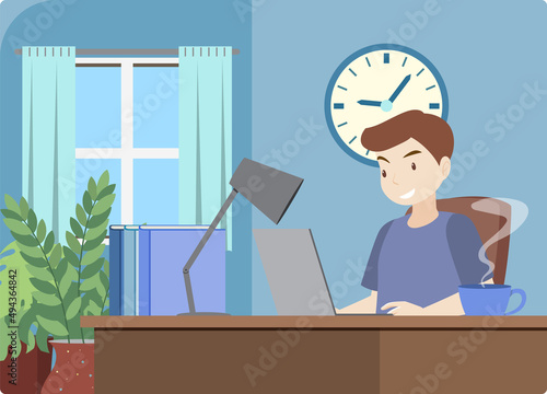 Workroom interior in flat design concept