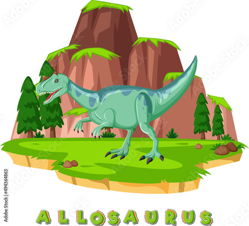 Dinosaur wordcard for allosaurus