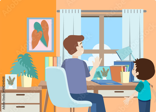 Workroom interior in flat design concept