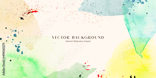 Abstract watercolor background. Hand painted vector illustration. Brush stroke, splash, splatter, grunge texture. 