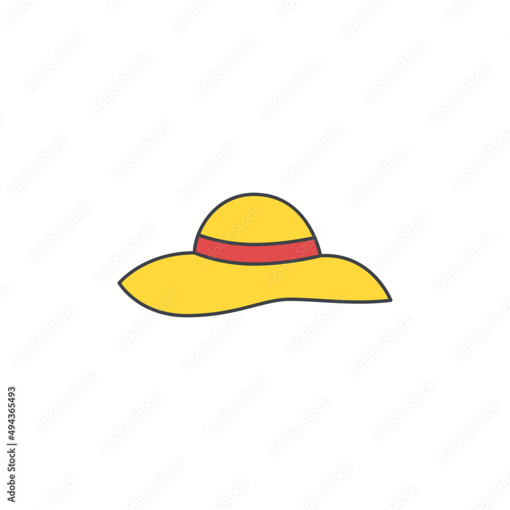 Hat, beach summer fashion icon in color icon, isolated on white background Hat, beach summer fashion icon in color icon, isolated on white background