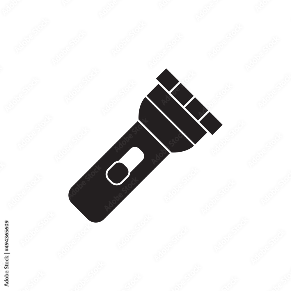 Camping flashlight, illuminate light torch icon in black flat glyph, filled style isolated on white background Camping flashlight, illuminate light torch icon in black flat glyph, filled style isolated on white background