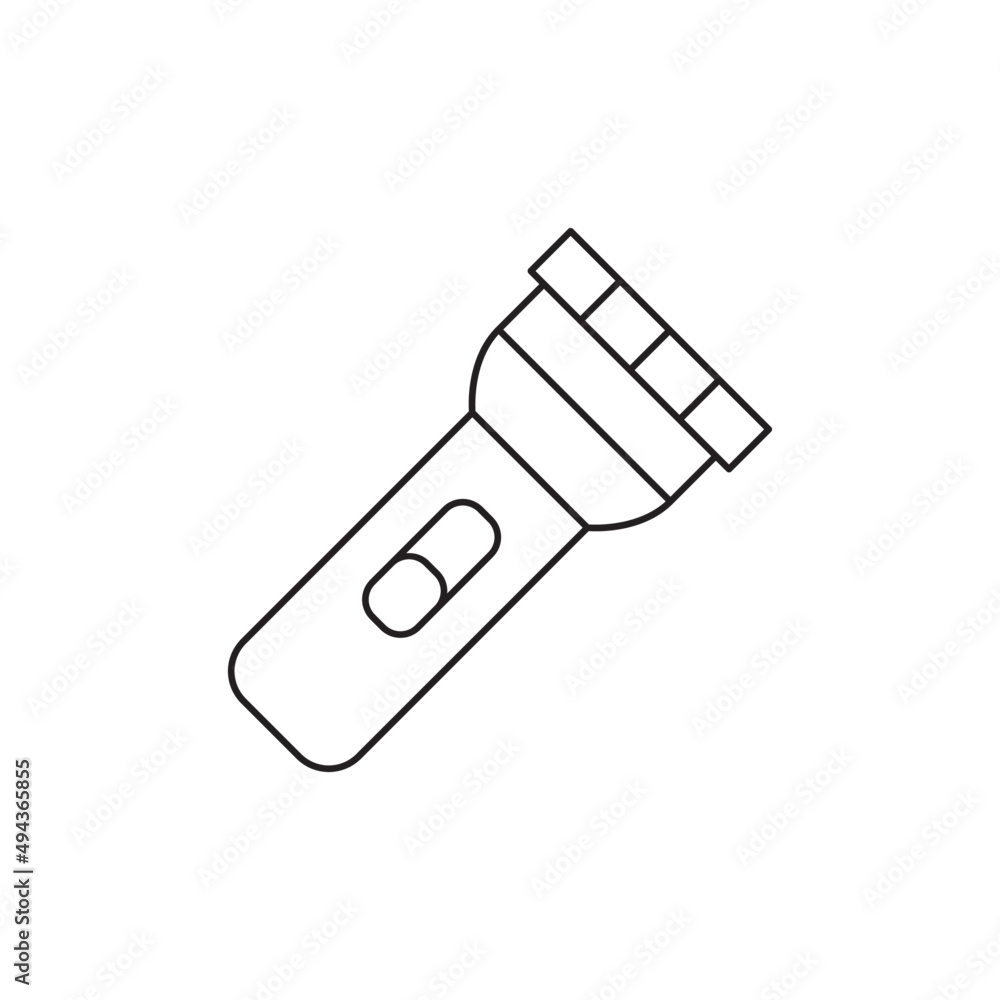 Camping flashlight, illuminate light torch icon line style icon, style isolated on white background Camping flashlight, illuminate light torch icon line style icon, style isolated on white background