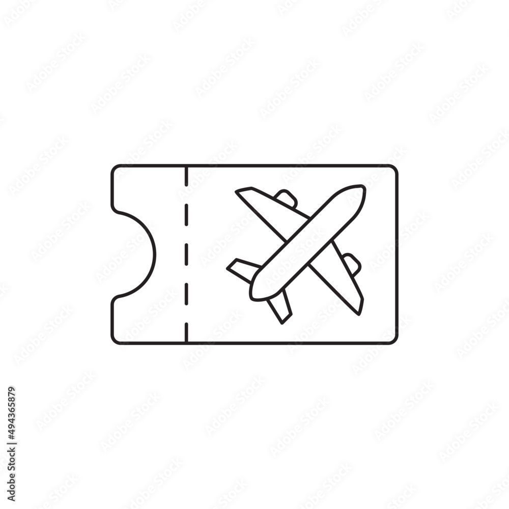 Plane tickets travel icon line style icon, style isolated on white background