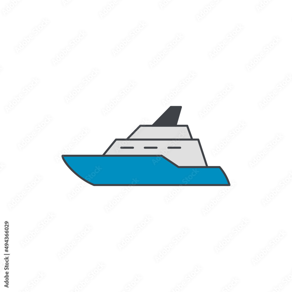 Cruise ship vacation icon in color icon, isolated on white background Cruise ship vacation icon in color icon, isolated on white background