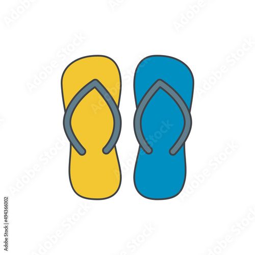 Flip flops, footwear slippers icon in color icon, isolated on white background 
