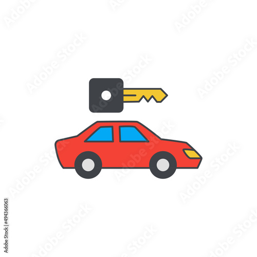 Car rental, rent a car travel icon in color icon, isolated on white background 