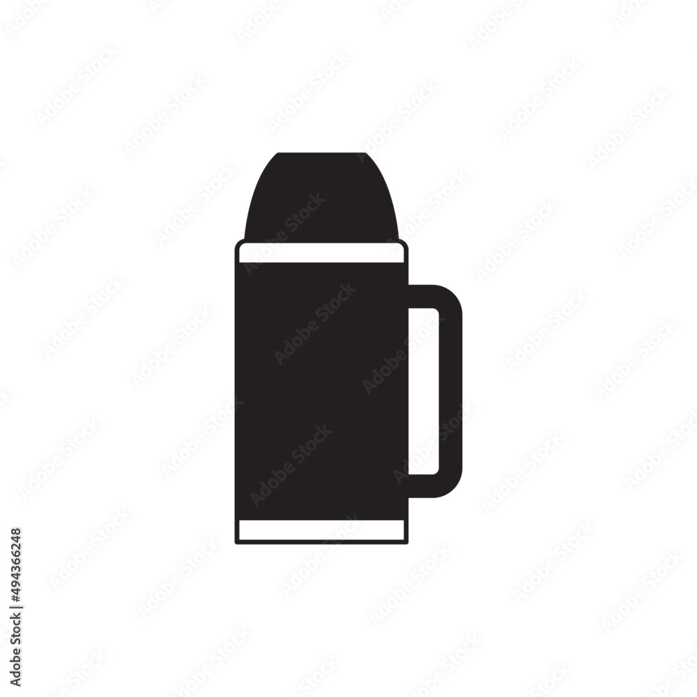 Thermos flask icon in black flat glyph, filled style isolated on white background Thermos flask icon in black flat glyph, filled style isolated on white background
