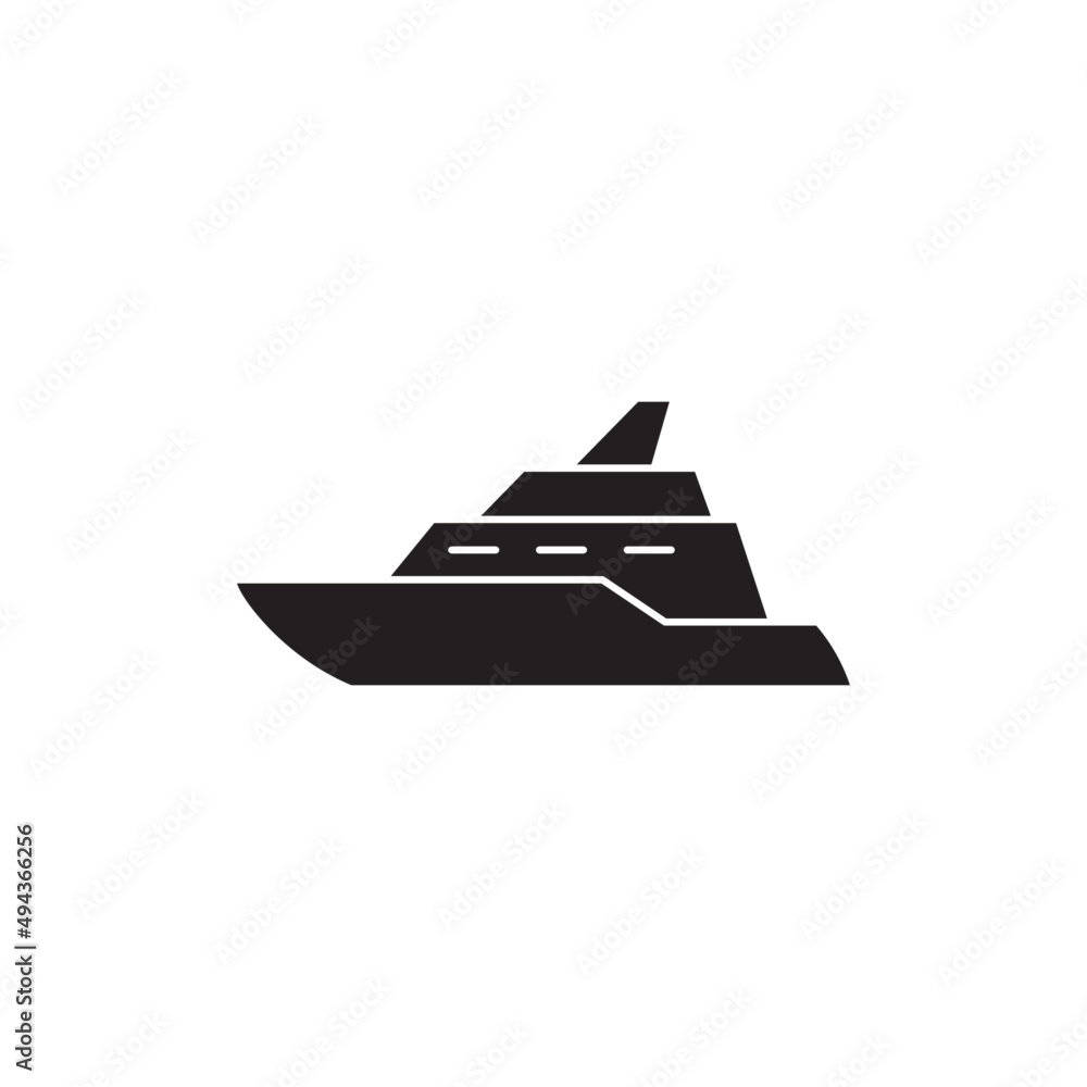 Cruise ship vacation icon in black flat glyph, filled style isolated on white background Cruise ship vacation icon in black flat glyph, filled style isolated on white background
