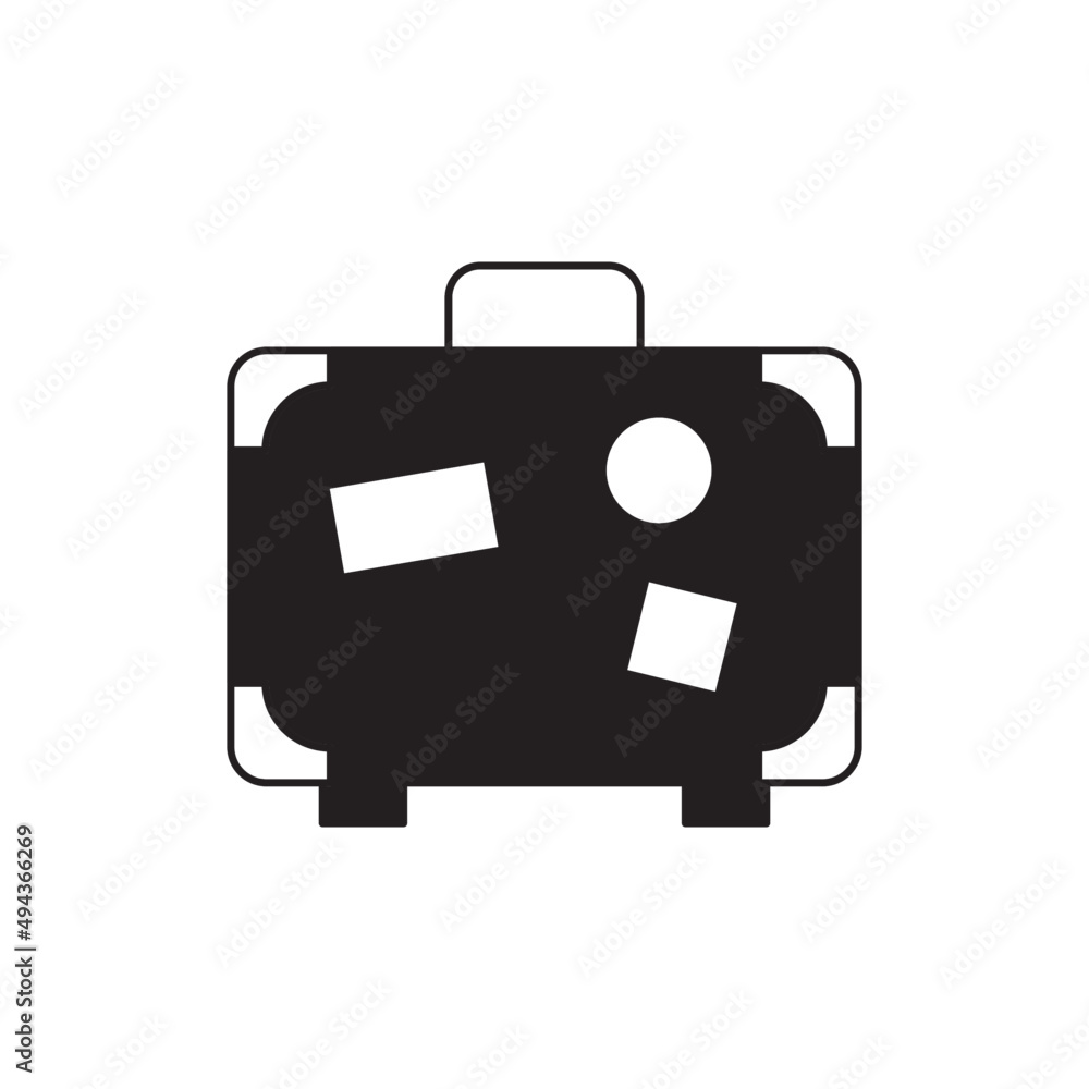 Suitcase travel, vacation icon in black flat glyph, filled style isolated on white background Suitcase travel, vacation icon in black flat glyph, filled style isolated on white background
