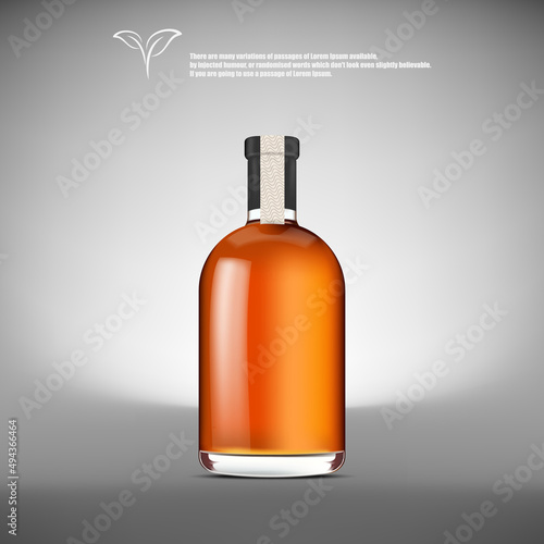 Bottle whikey on gray background.