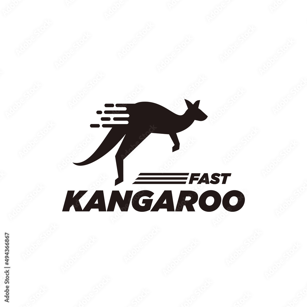 Fast symbol kangaroo design logo, Australian mascot illustration template
