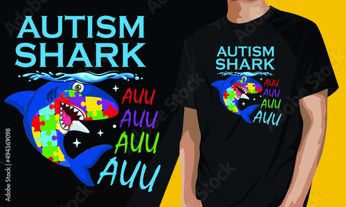 Funny autism shark t-shirt template