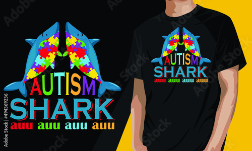 Funny autism shark t-shirt template