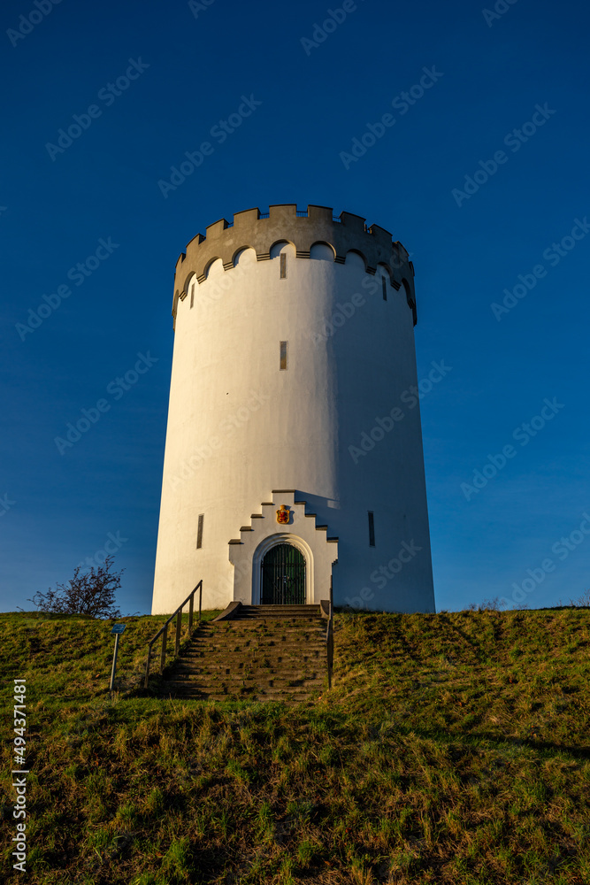 Fredericia, DENMARK - 16 December 2021 - Here is the white water tower Fredericia, DENMARK - 16 December 2021 - Here is the white water tower