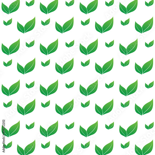 GREEN eaves pattern design, with growth of green leaves on white BG, green symble, icons, logo, object, spring and growing concepts