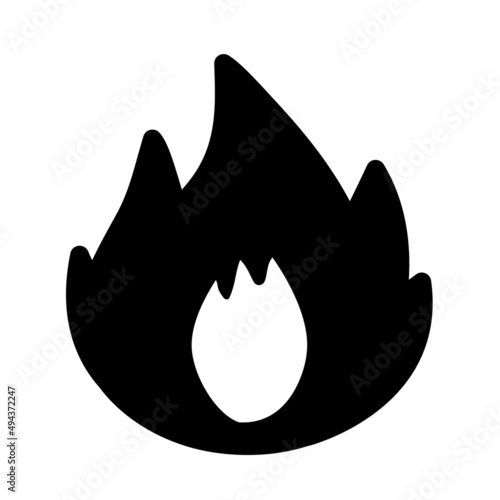 燃える炎のシンプルなアイコンイラスト