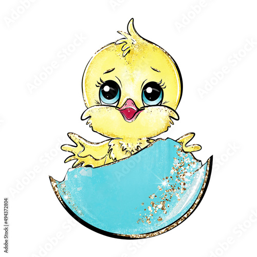 Cut Happy Easter cartoon egg illustration