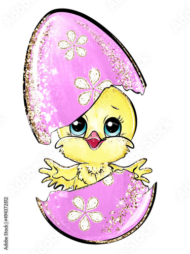 Cut Happy Easter cartoon egg illustration
