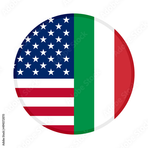 round icon with american and italy flags. vector illustration isolated on white background	