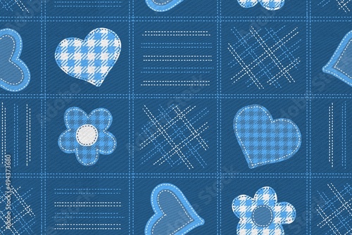 Seamless pattern imitating the application on denim.